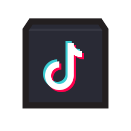 TikTok musical note logo with cyan and pink accents centered on a dark rounded square background