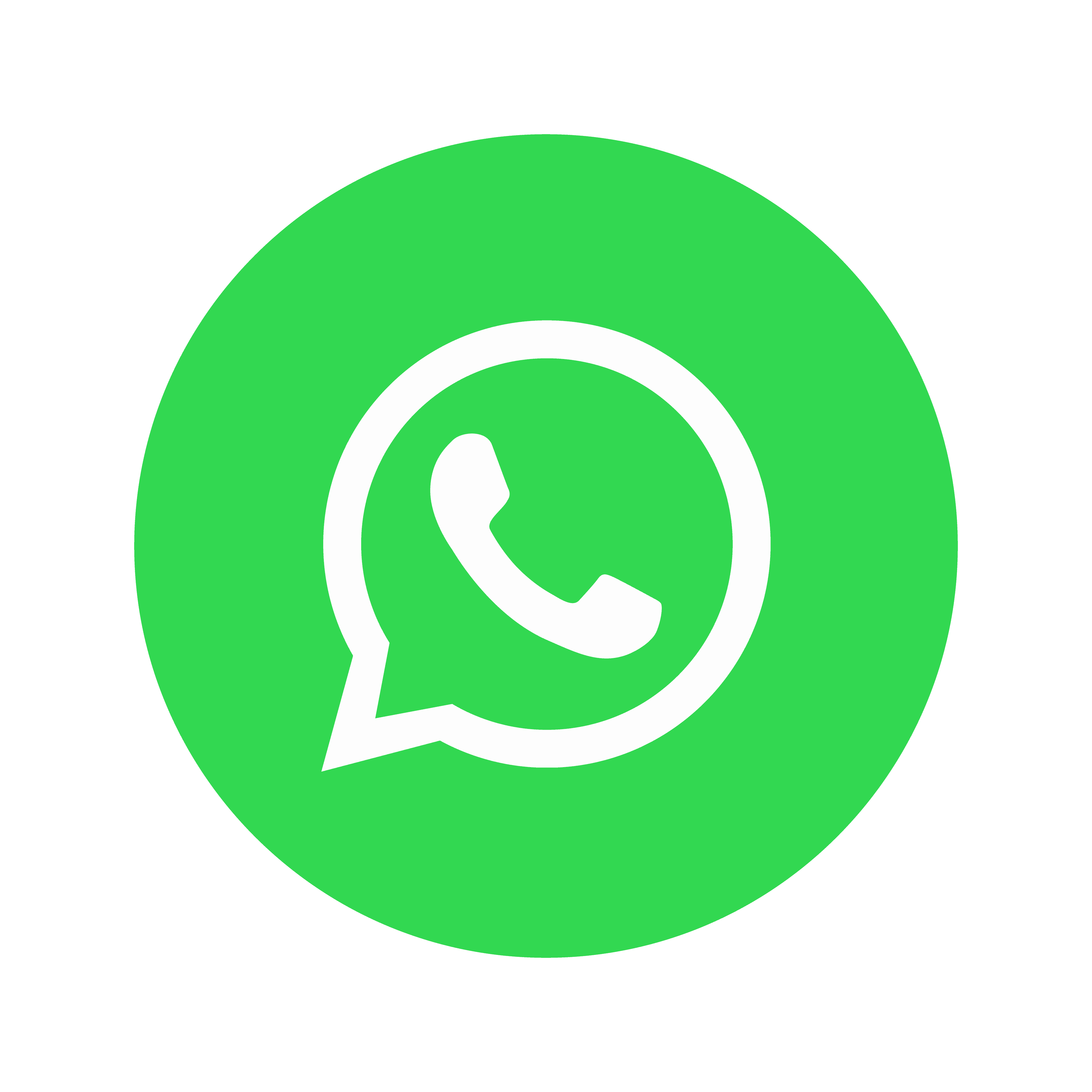 WhatsApp logo: white speech bubble with a telephone handset inside a bright green circle