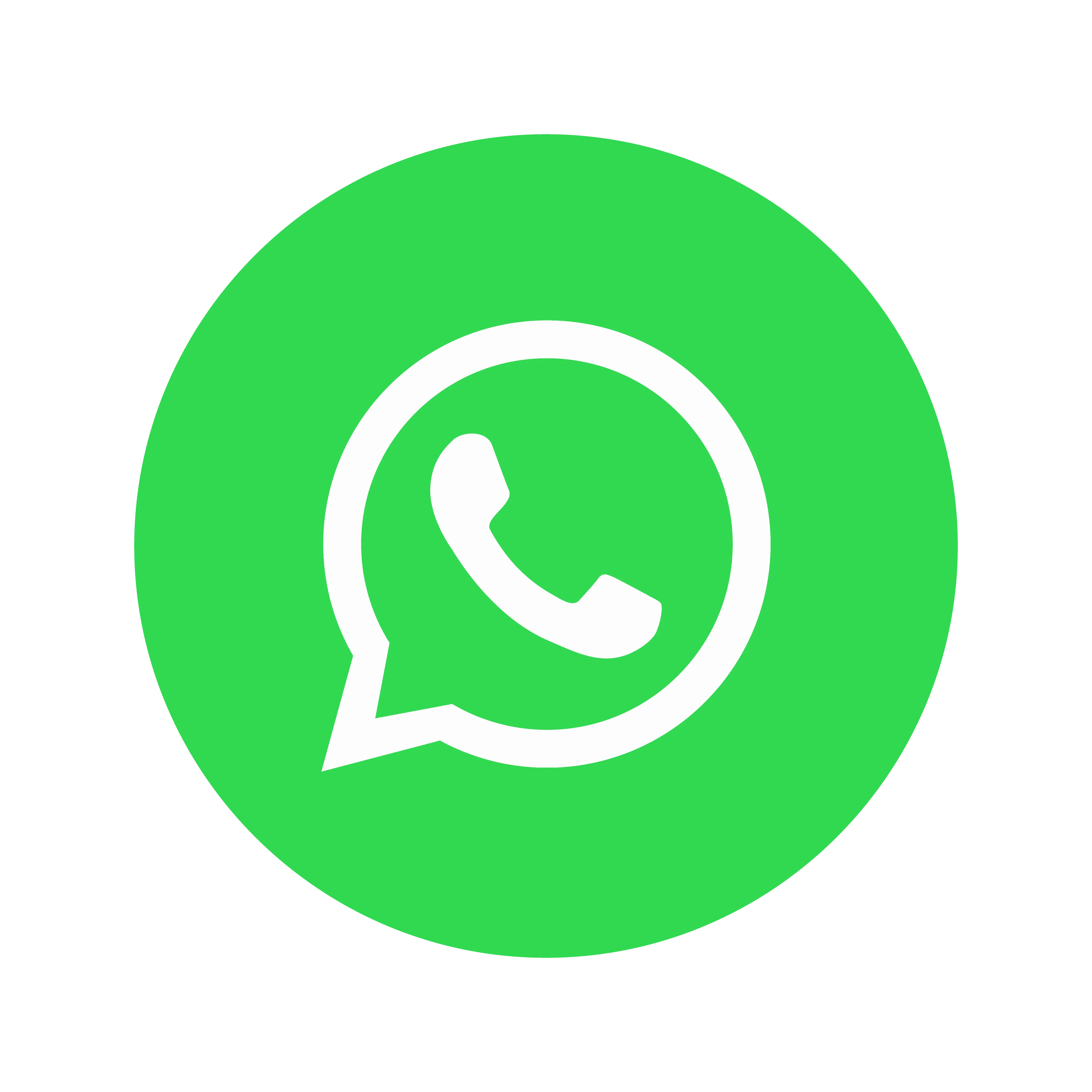 WhatsApp logo: white speech bubble with a telephone handset inside a bright green circle